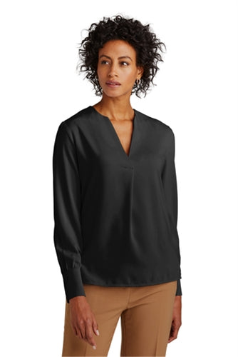 Brooks Brothers Womens Open-Neck Satin Blouse