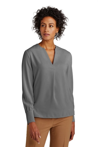 Brooks Brothers Womens Open-Neck Satin Blouse